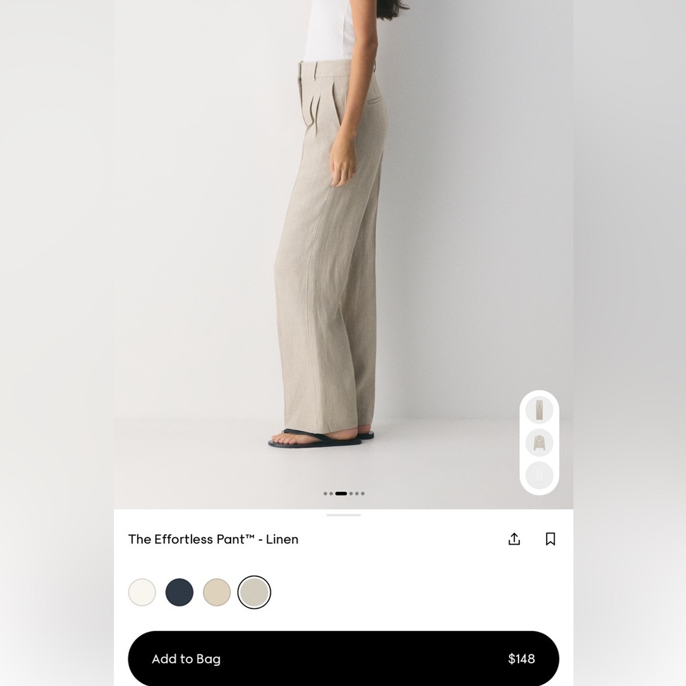 Aritzia Effortless Pant Linen in light gray